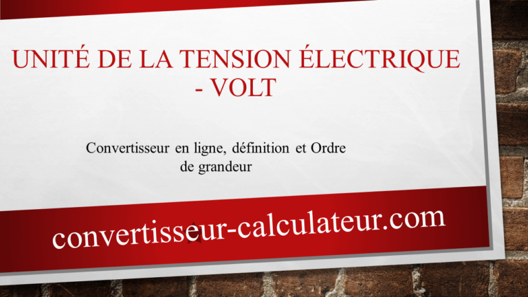 Convertisseur unité de la tension électrique - Volt