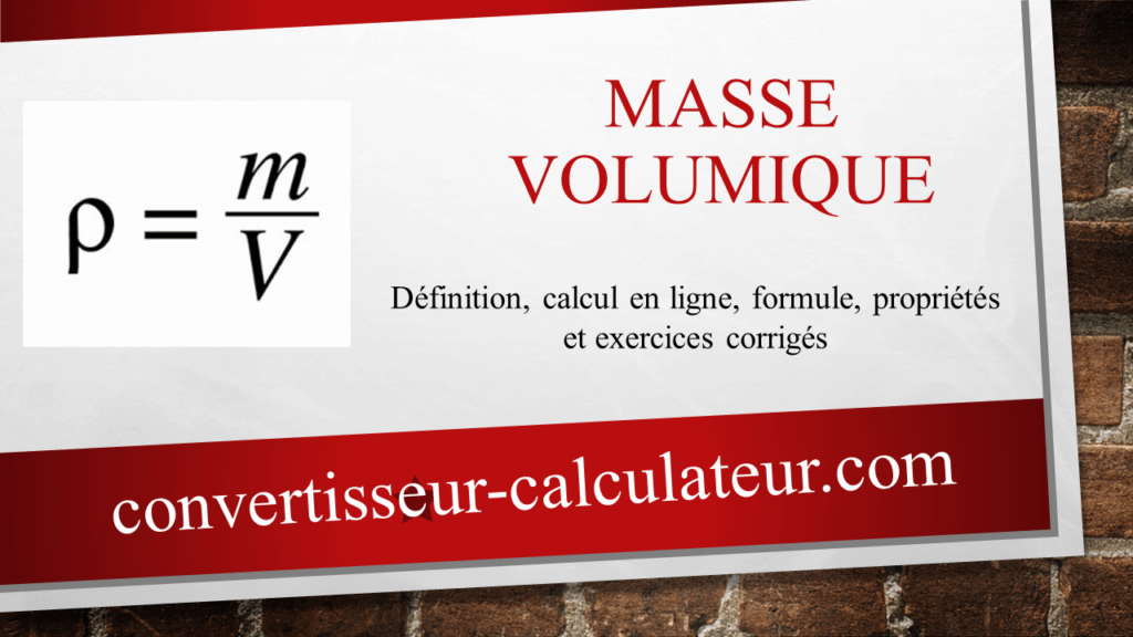 Masse volumique - Calcul en ligne