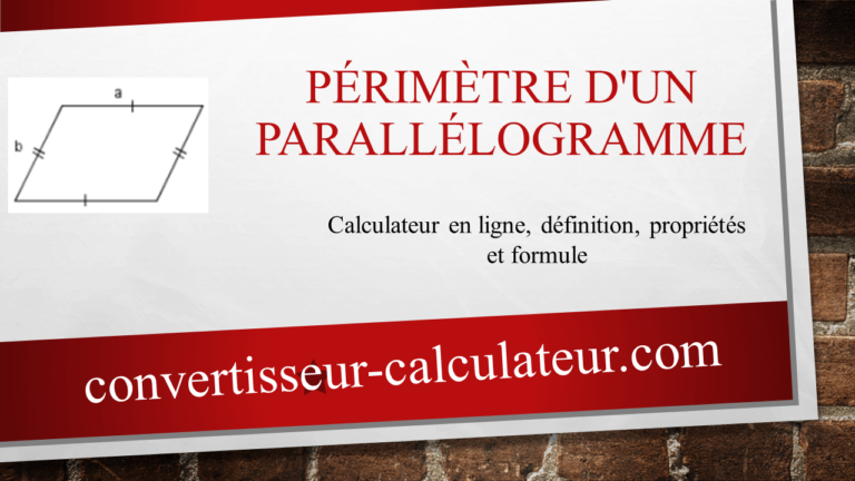 Périmètre d'un parallélogramme : Définition, calcul en ligne, propriétés et formule
