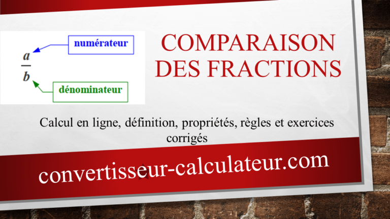 Comparaison des fractions en ligne