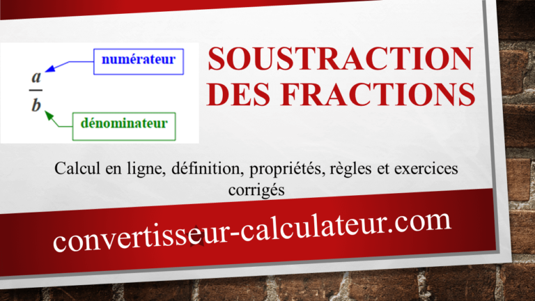 Soustraction des fractions en ligne