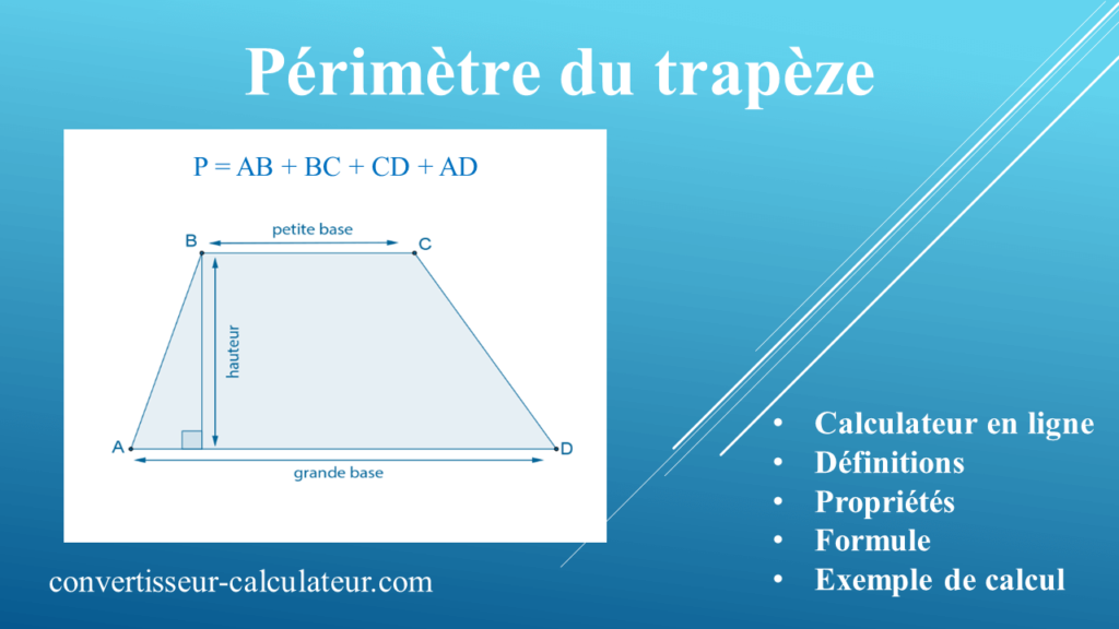 Calculer le périmètre du trapèze en ligne