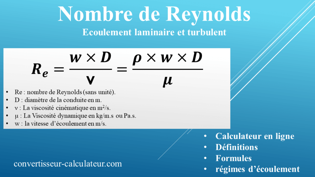 Nombre de Reynolds - écoulement laminaire et turbulent