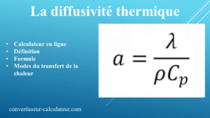 Calcul diffusivité thermique d'un matériau en ligne