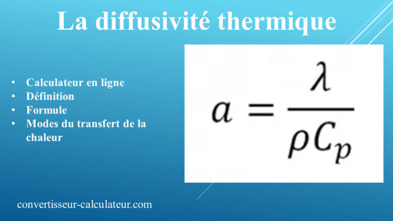 Calcul diffusivité thermique d'un matériau en ligne