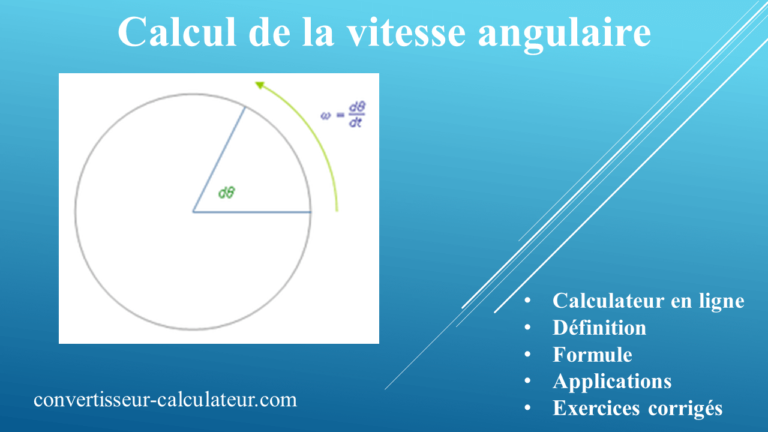 Calcul Vitesse Angulaire : Définition et exercices