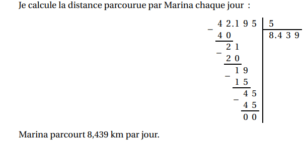 La division décimale - solution de l'exercice 3